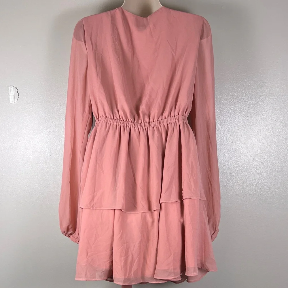 Revolve MAJORELLE Berkshire Mini Dress Chiffon Fully Lined Blush Pink Size Small